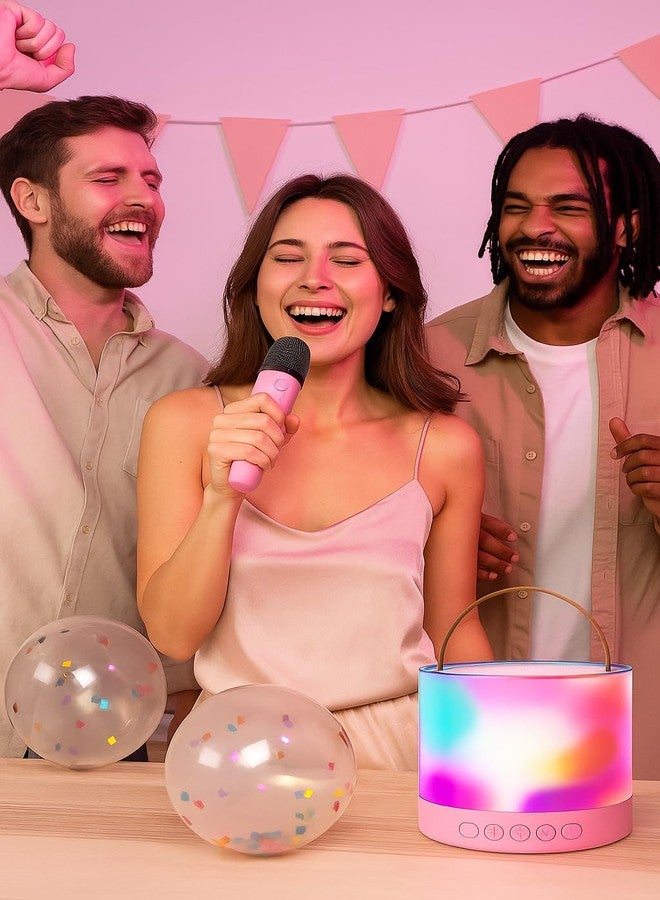 QLECT Portable Karaoke Bluetooth Speaker with Wireless Mic, 5W HiFi Sound, RGB LED Lights, Voice Change Effects, Rechargeable, for Kids & Adults, Home & Outdoor Party(Pink) - Image 3